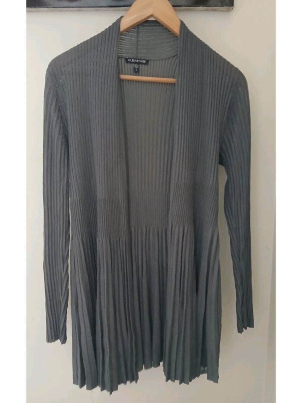 Eileen Fisher Viscose Pleated Cardigan Sweater